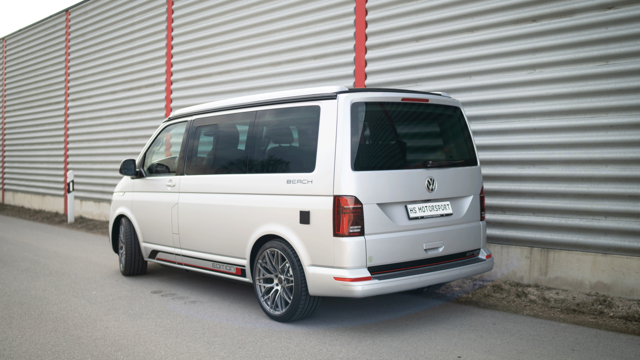 VW T6.1 California mit Elegance Wheels E3 und Twin Monotube Gewindefahrwerk | © Transporter Manufaktur